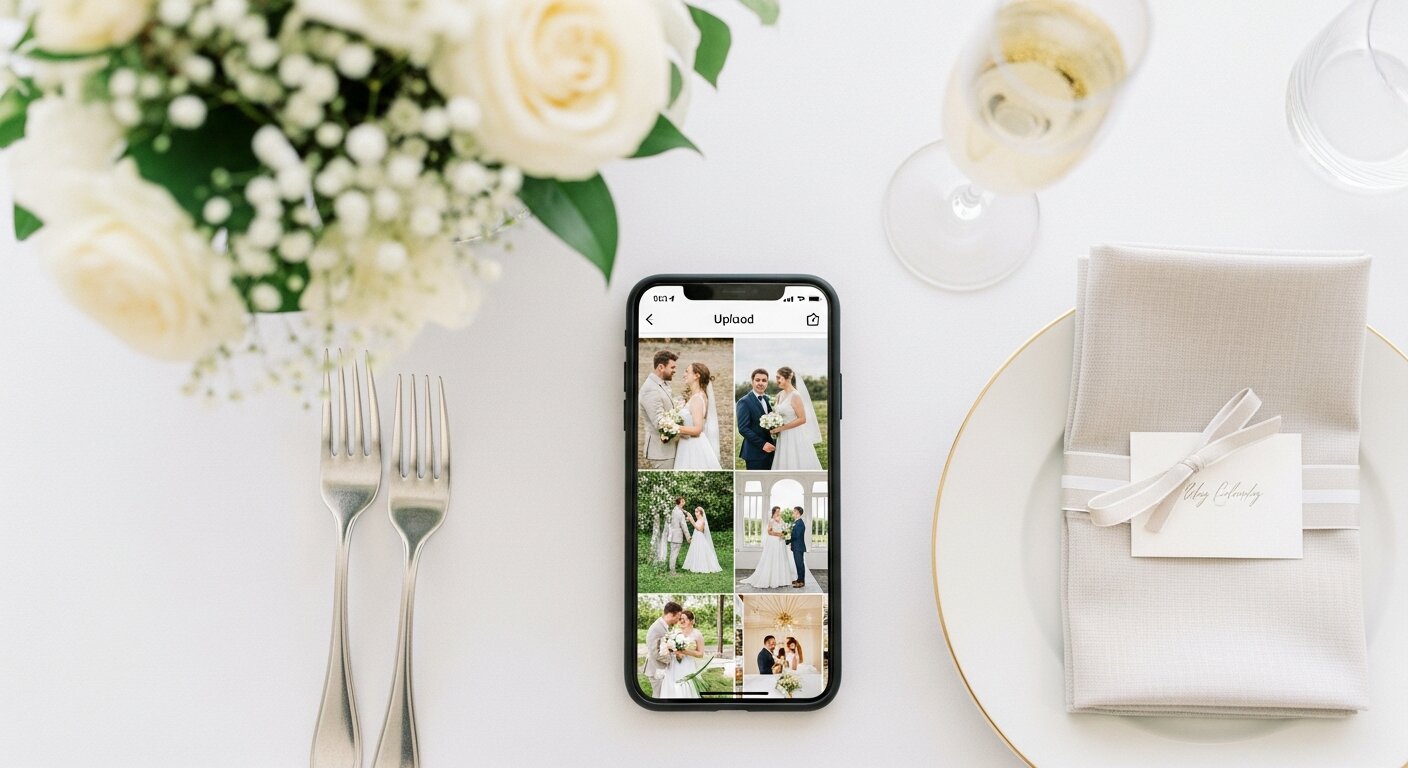Phone showing easy photo upload interface