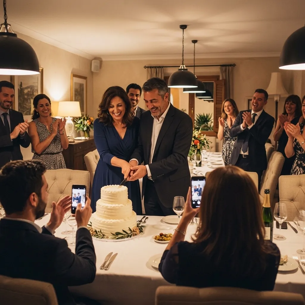 Familiares y amigos reunidos en una fiesta de aniversario