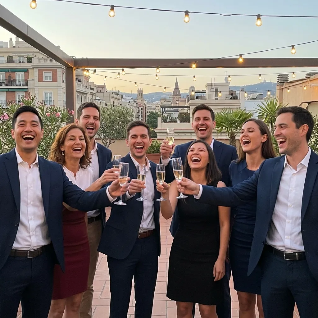Asistentes reunidos en un evento corporativo profesional
