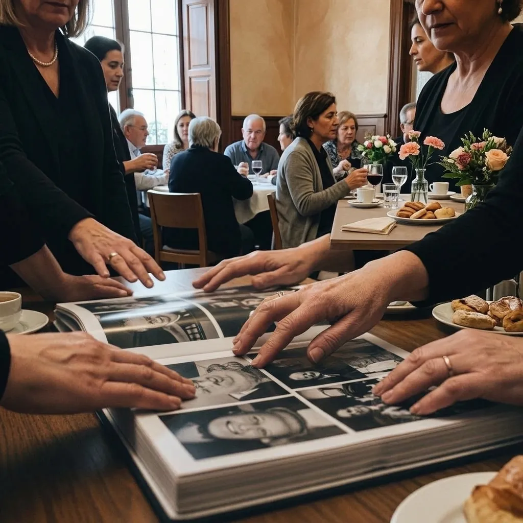 Un espacio de recuerdo con fotos impresas y velas
