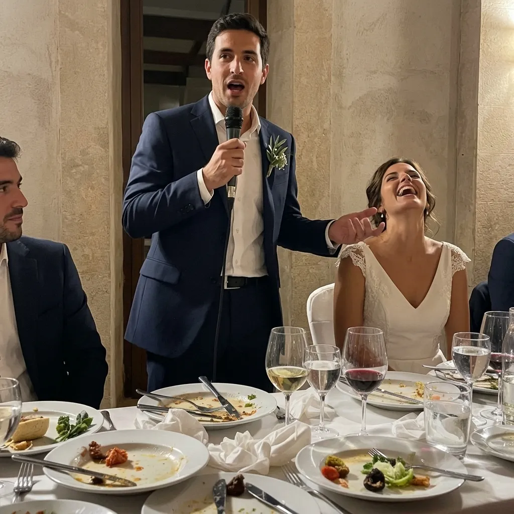 Foto tomada desde la perspectiva de un invitado durante los discursos y brindis