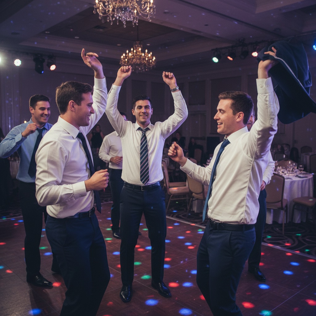 Professional event attendees at a company gathering