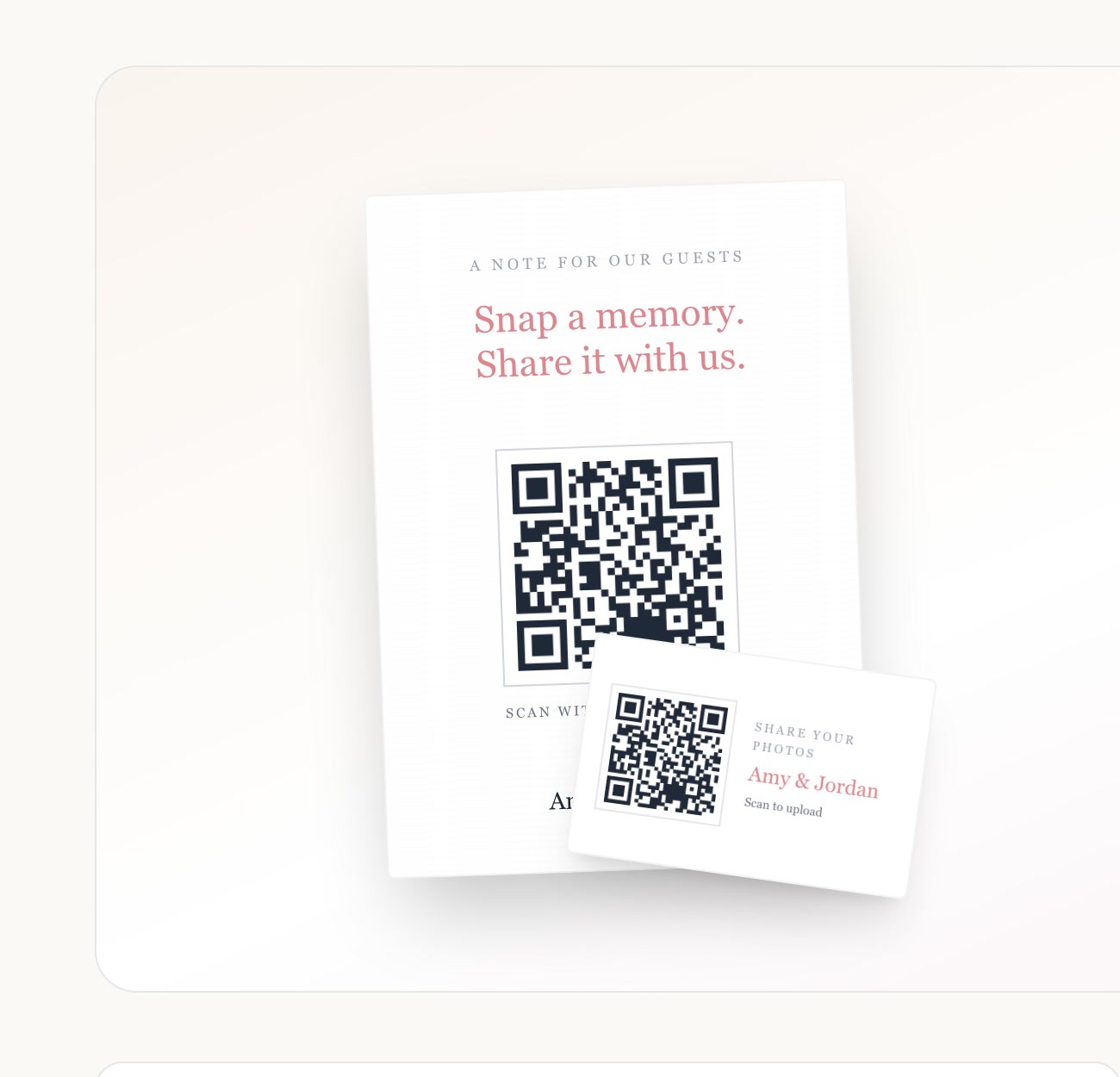 Print-ready event QR sign and take-home card