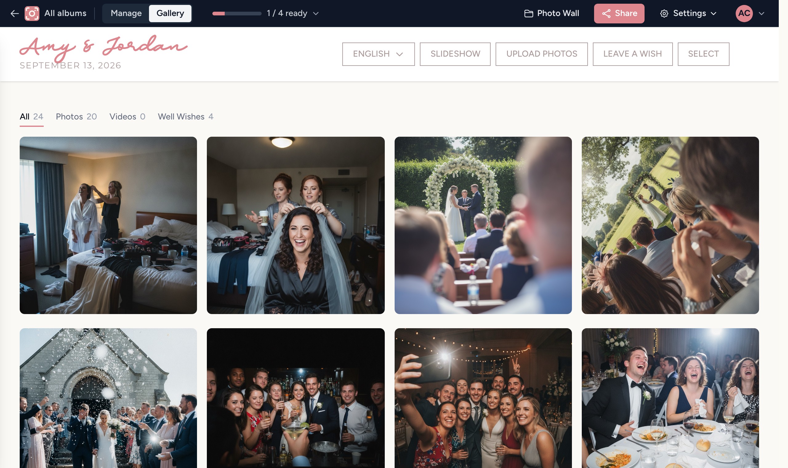 An event gallery displayed in the Grid layout