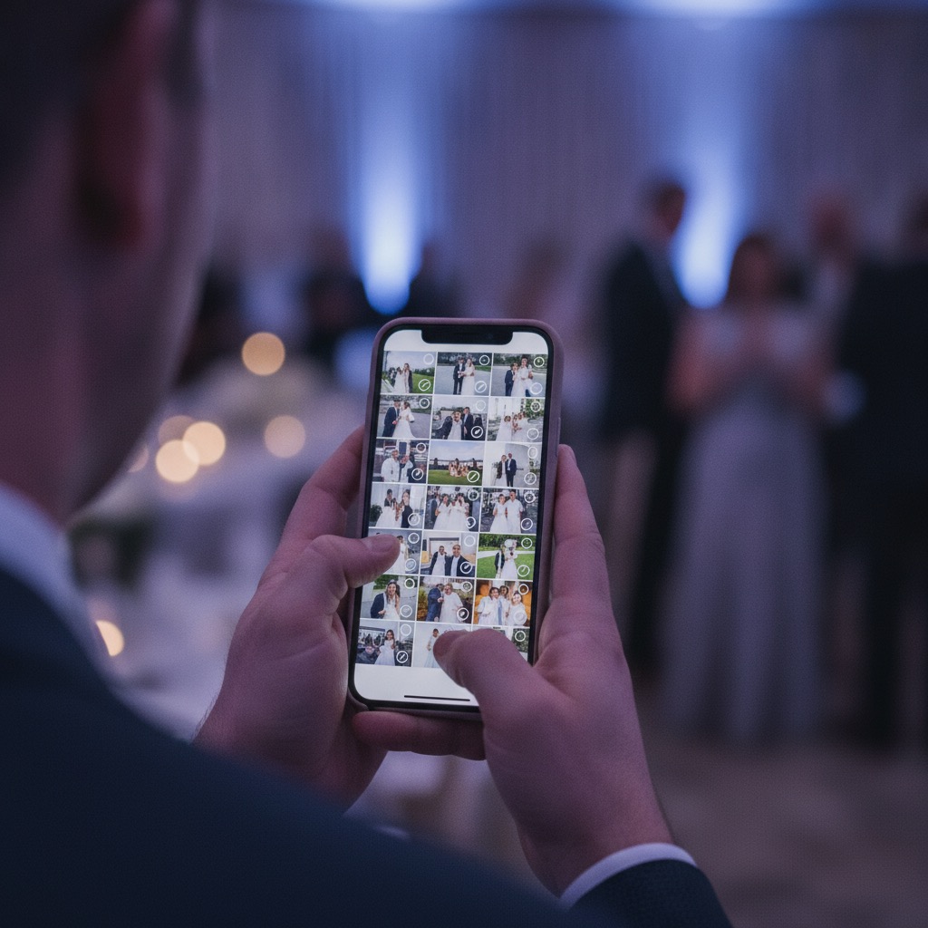 Guest selecting photos to upload from a phone