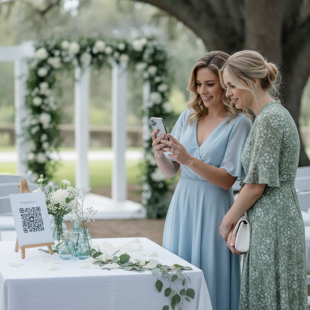 Guests scanning a QR code at an event