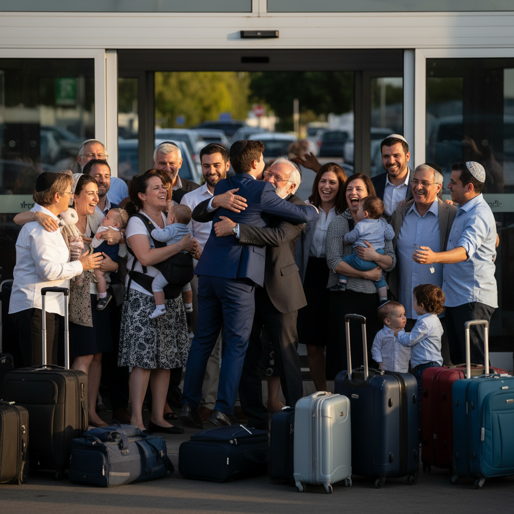 Family arriving from across the world